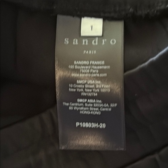 Sandro Paris sz 1 Black shiny Track Pants pink Side Stripes elastic + tie waist - Picture 5 of 8